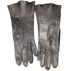 Vintage Black Leather Gloves 6 made in france